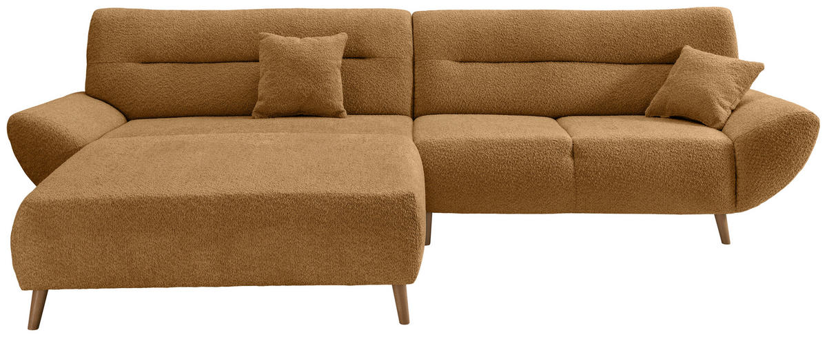 ECKSOFA in Bouclé Goldfarben  - Wildeiche/Goldfarben, Konventionell, Holz/Textil (166cm) - MID.YOU