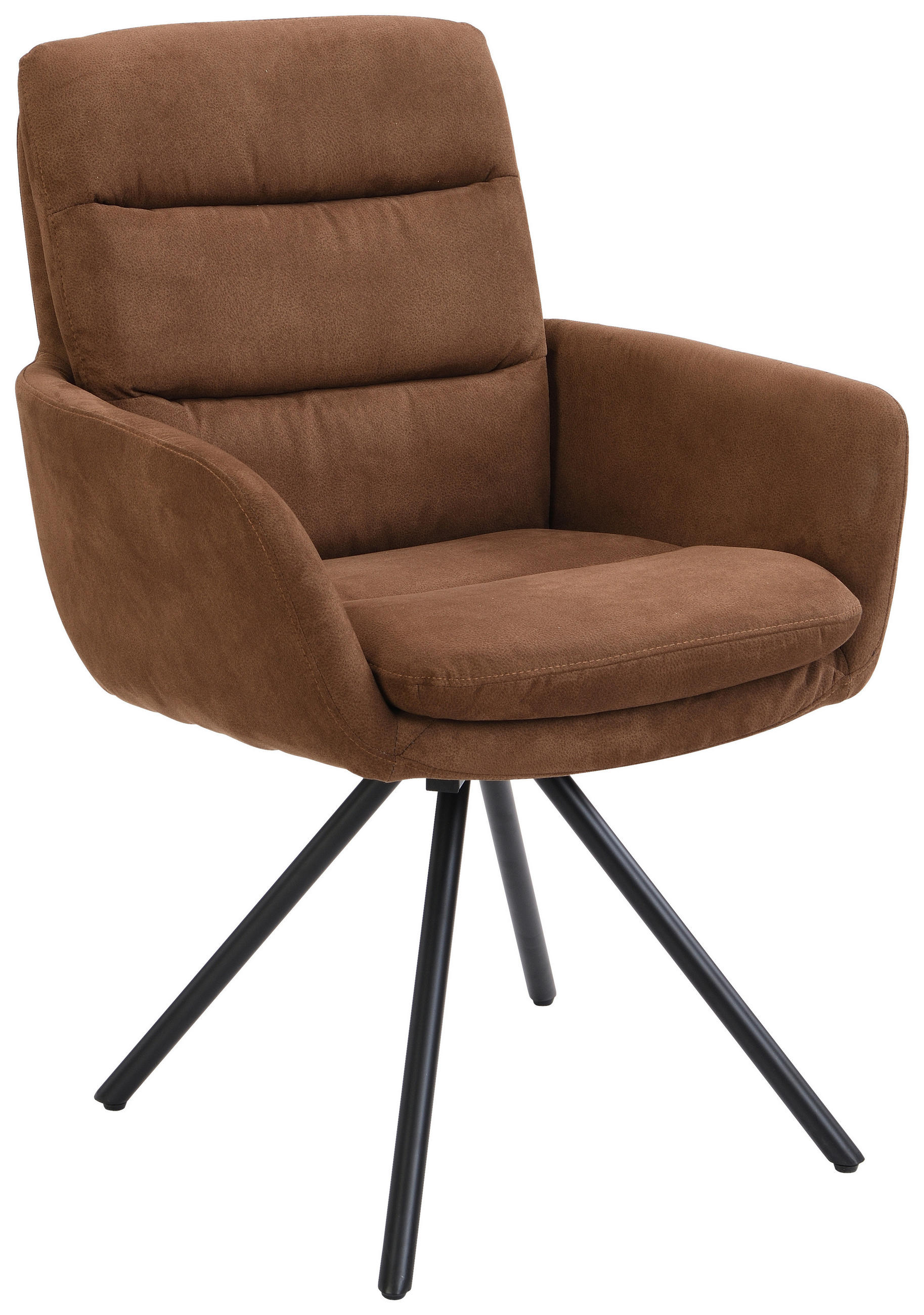 ARMLEHNSTUHL  in Eisen Webstoff  - Cognac/Schwarz, Design, Textil/Metall (62/89/65cm) - Cantus