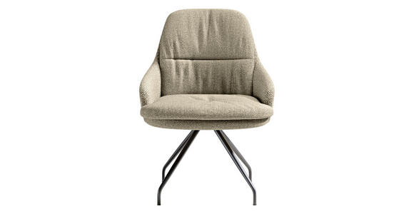 ARMLEHNSTUHL  Beinauswahl, Sitzfläche 360° drehbar, Stoff-/Lederauswahl Flachgewebe  Naturfarben  - Schwarz/Naturfarben, Design, Textil/Metall (60/86/66cm) - Dieter Knoll