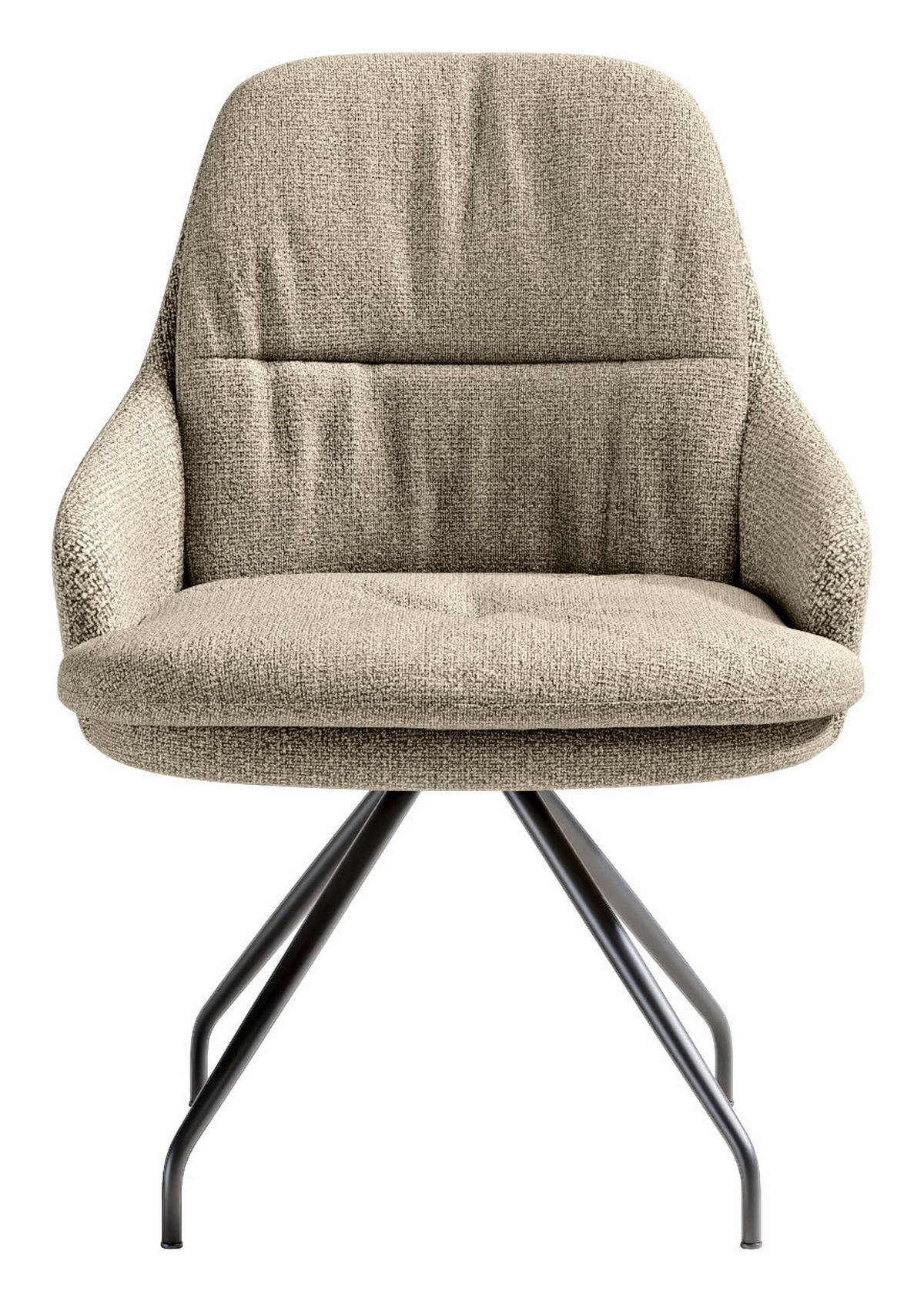 ARMLEHNSTUHL  Beinauswahl, Sitzfläche 360° drehbar, Stoff-/Lederauswahl Flachgewebe  Naturfarben  - Schwarz/Naturfarben, Design, Textil/Metall (60/86/66cm) - Dieter Knoll
