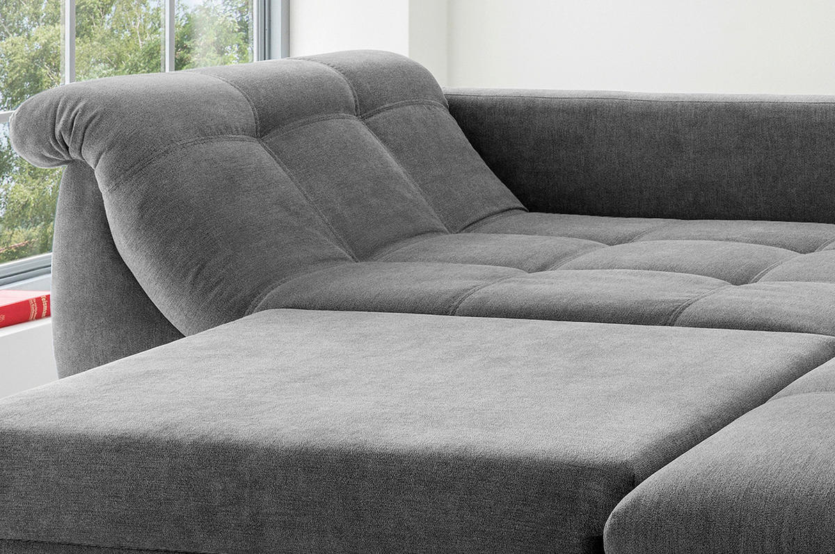 ECKSCHLAFSOFA in Mikrofaser Dunkelgrau  - Chromfarben/Dunkelgrau, Modern, Textil/Metall (250/190cm) - Livetastic