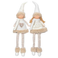 NOVOGODIŠNJA FIGURA - bela/braon, Lajfstajl, tekstil/plastika (9/46/6cm) - X-Mas