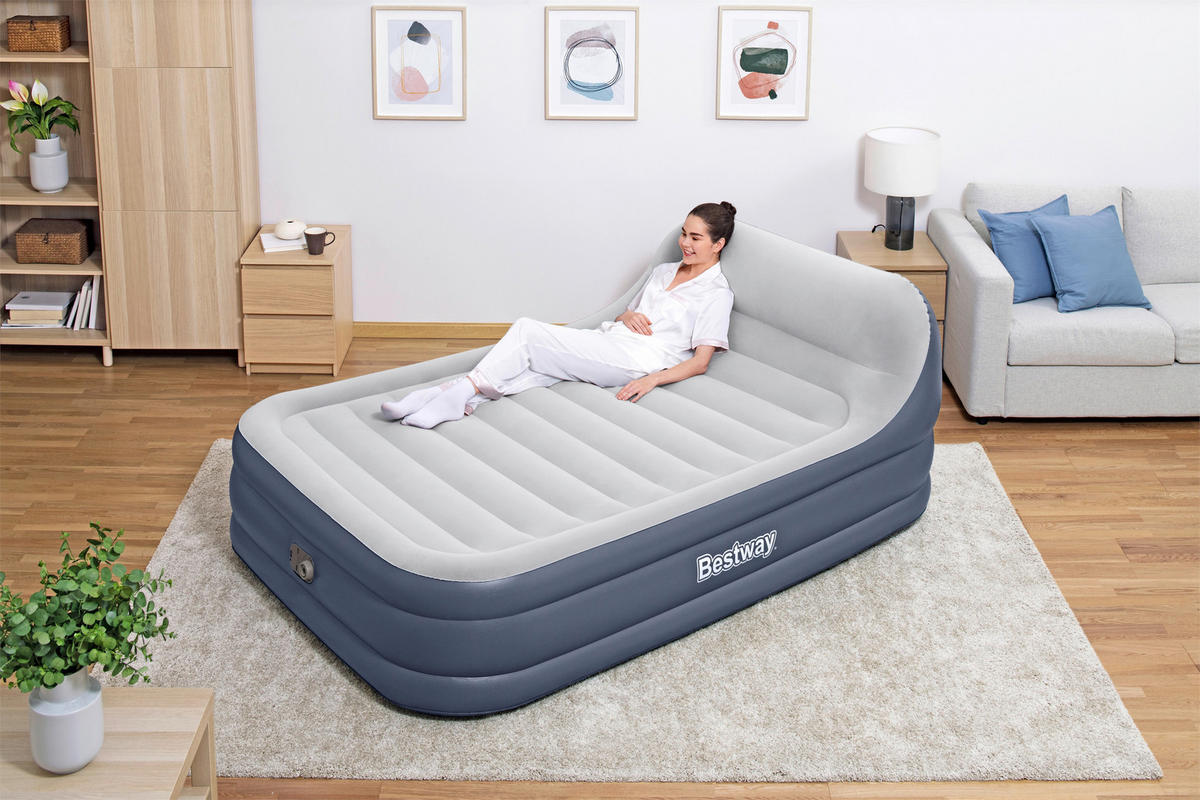 LUFTBETT SLEEKFLOW 67923   226/152/84 cm Hellgrau, Dunkelblau  - Hellgrau/Dunkelblau, KONVENTIONELL, Kunststoff (226/152/84cm) - Bestway