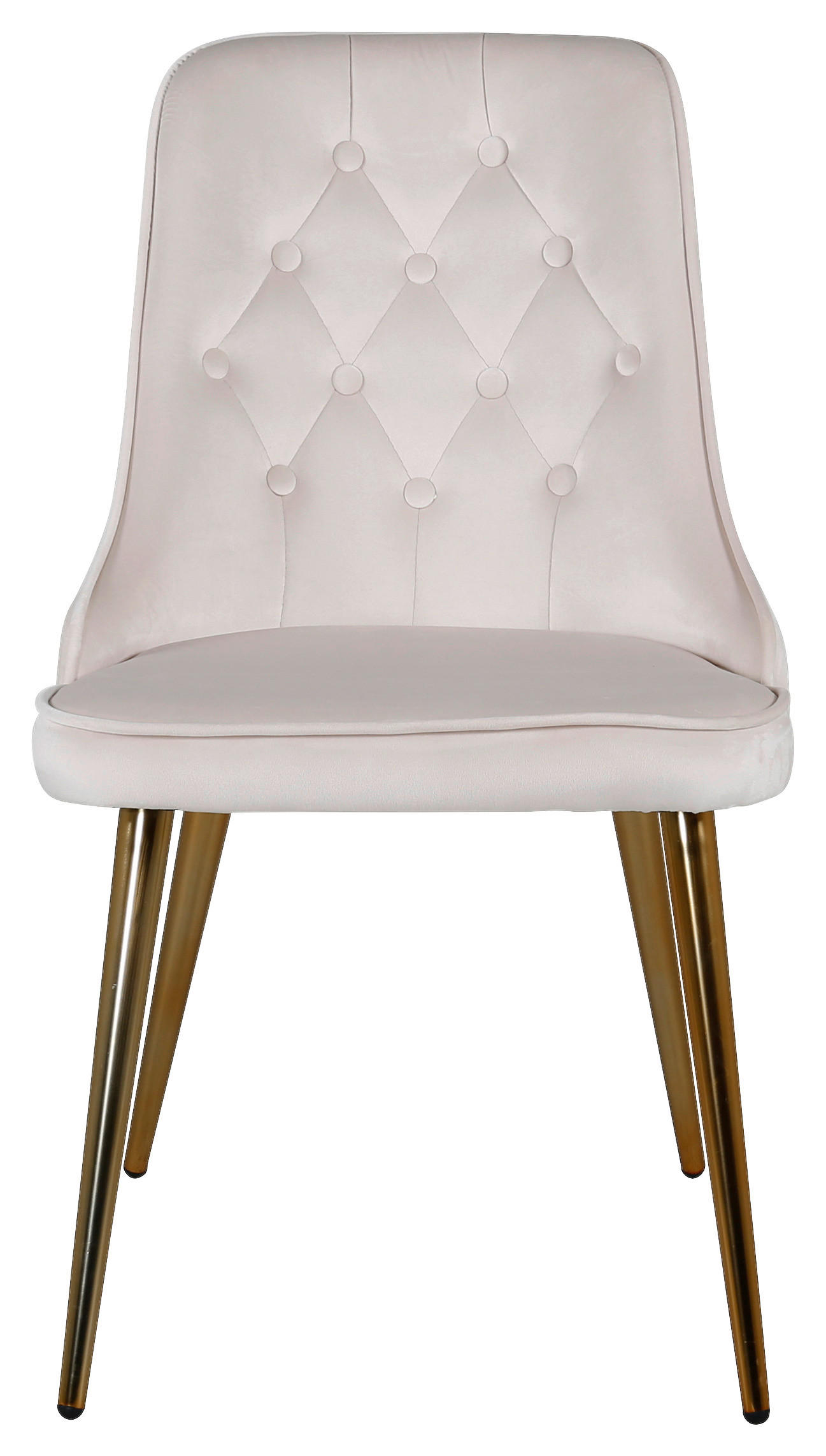 STUHL-SET  in Stahl Samt  - Beige/Messingfarben, Design, Textil/Metall (50/88.5/66cm) - Livetastic
