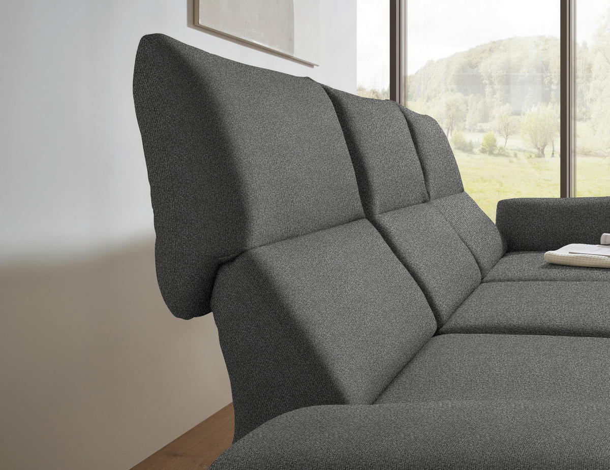 ECKSOFA  in Flachgewebe Dunkelgrau  255-365/175-224 cm  - Dunkelgrau/Schwarz, Design, Textil/Metall (255-365/175-224cm) - Dieter Knoll