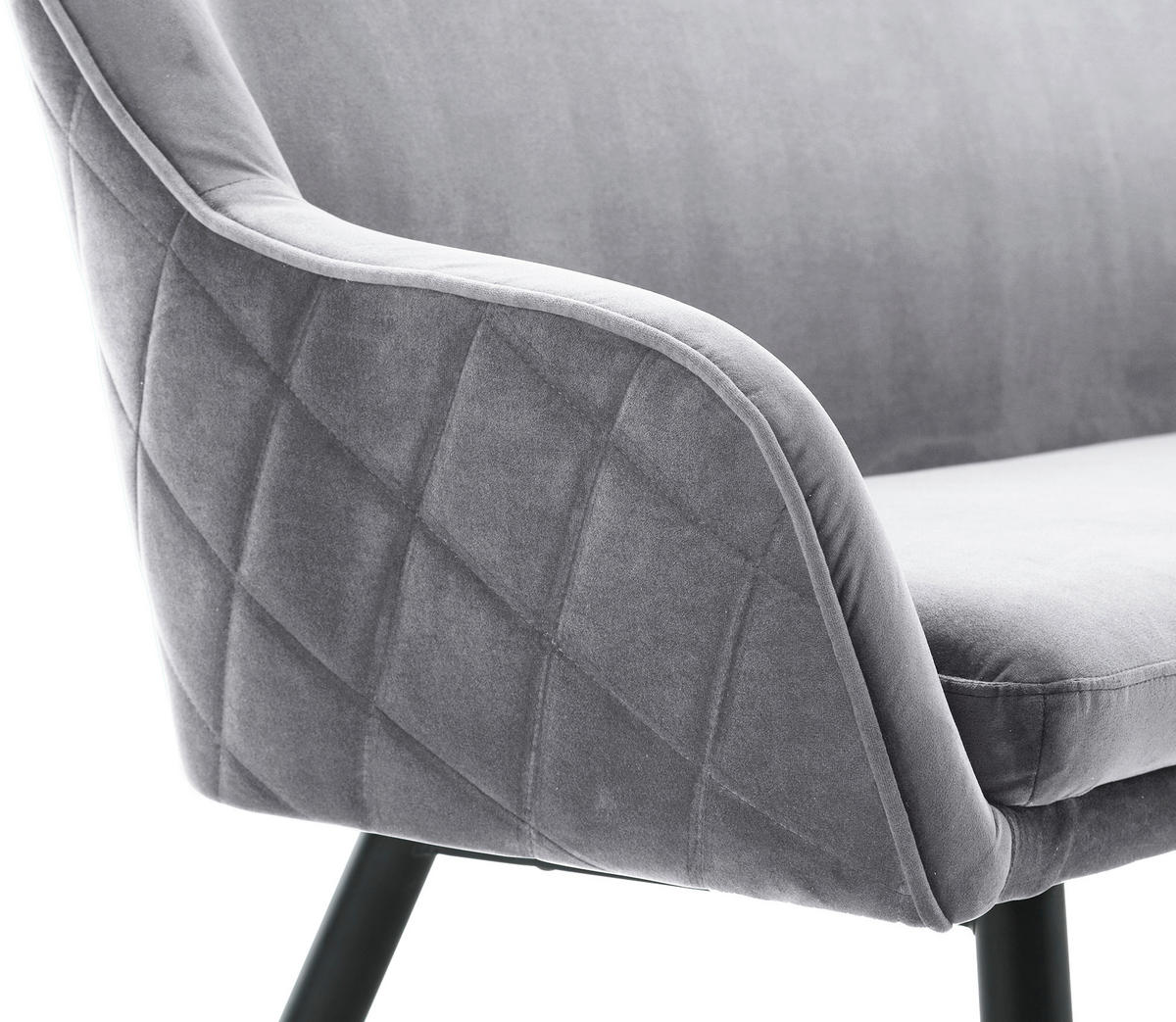 SITZBANK 160/85/61 cm Samt Grau Metall  - Schwarz/Grau, MODERN, Textil/Metall (160/85/61cm) - Livetastic