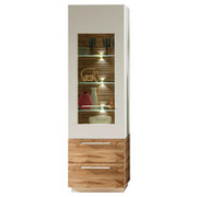 VITRINE in Eichefarben, Weiß - Eichefarben/Silberfarben, Design, Glas/Holzwerkstoff (60/202/38cm) - Stylife