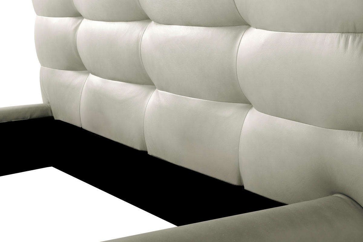 POLSTERBETT gepolstertes Kopfteil Creme 180/200 cm  - Creme/Schwarz, Design, Leder/Metall (180/200cm) - Esposa