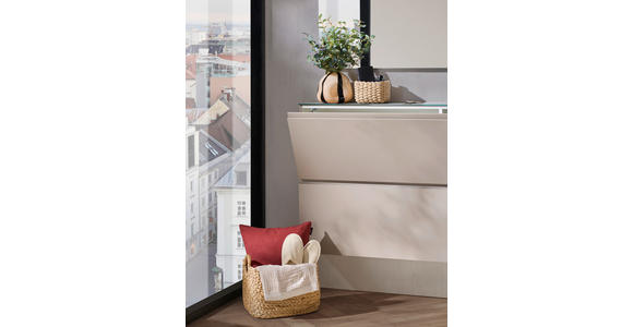 SCHUHKIPPER - Taupe, Design, Glas/Holzwerkstoff (160/81/22cm) - Moderano