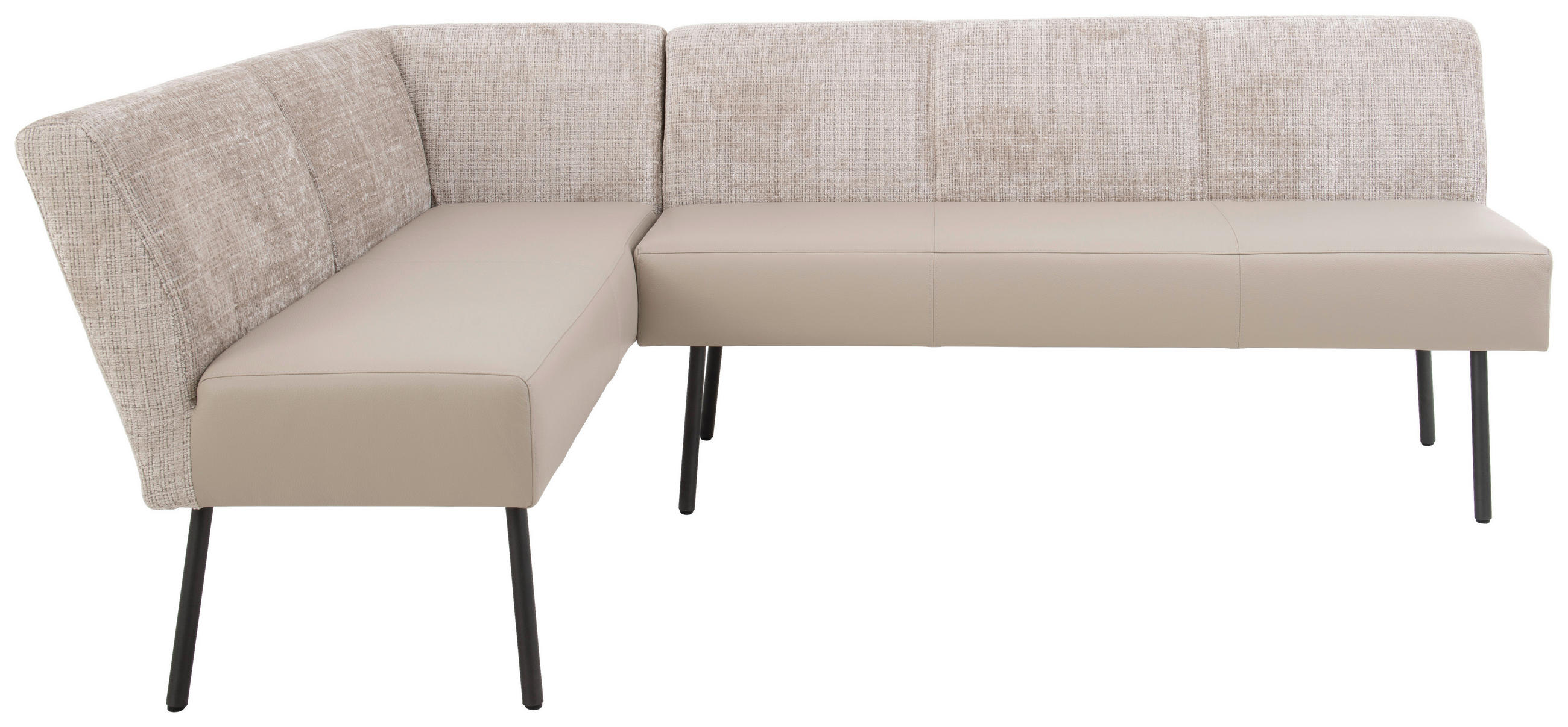 ECKBANK 167/227 cm beflockt Echtleder Creme Metall   - Anthrazit/Creme, Design, Leder/Textil (167/227cm) - Bert Plantagie