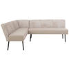 ECKBANK 167/227 cm beflockt Echtleder Creme Metall   - Anthrazit/Creme, Design, Leder/Textil (167/227cm) - Bert Plantagie