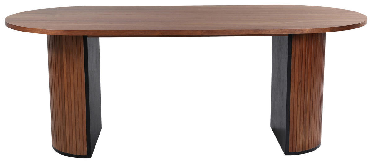 ESSTISCH furniert oval Naturfarben, Schwarz  - Schwarz/Naturfarben, Design, Holz/Holzwerkstoff (200/90/75cm) - Livetastic