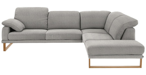 WOHNLANDSCHAFT in Textil Hellgrau - Eichefarben/Hellgrau, Natur, Holz/Textil (281/226cm) - Valnatura