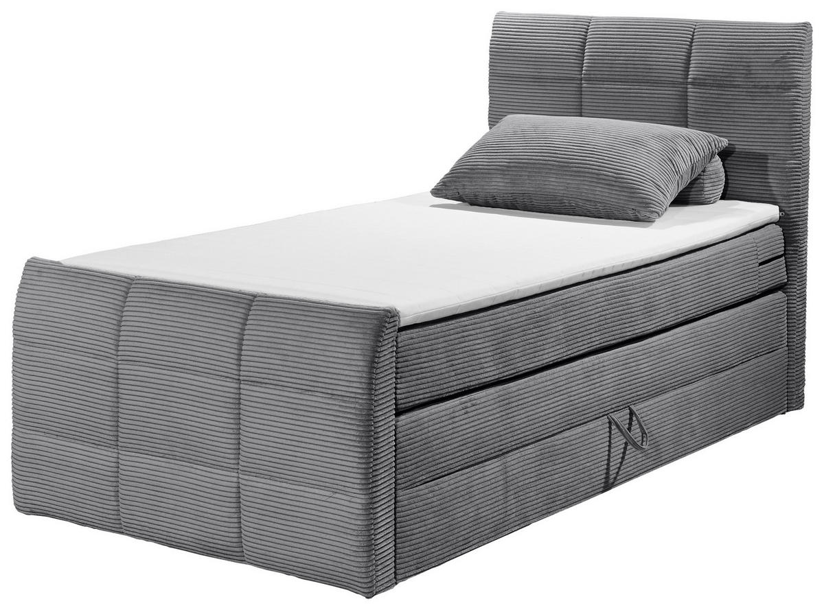 BOXSPRINGBETT 100/200 cm  in Dunkelgrau  - Dunkelgrau/Schwarz, Modern, Holzwerkstoff/Kunststoff (100/200cm) - MID.YOU