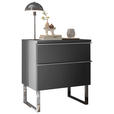 NACHTSCHRANK 60/65,8/43 cm  - Chromfarben/Graphitfarben, Basics, Holzwerkstoff/Metall (60/65,8/43cm) - Dieter Knoll