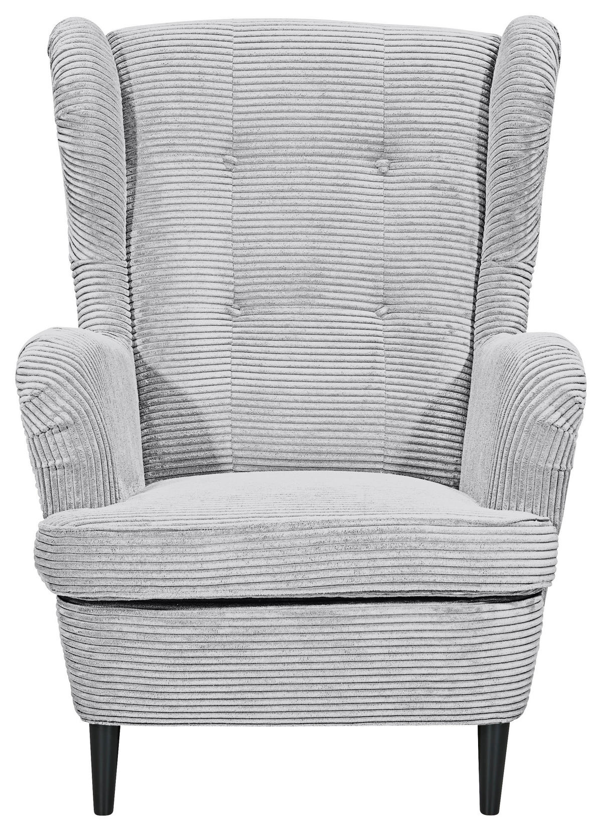 ÖRONLAPPSFÅTÖLJ i manchester ljusgrå  - ljusgrå/svart, Basics, trä/textil (78/102/98cm) - MID.YOU