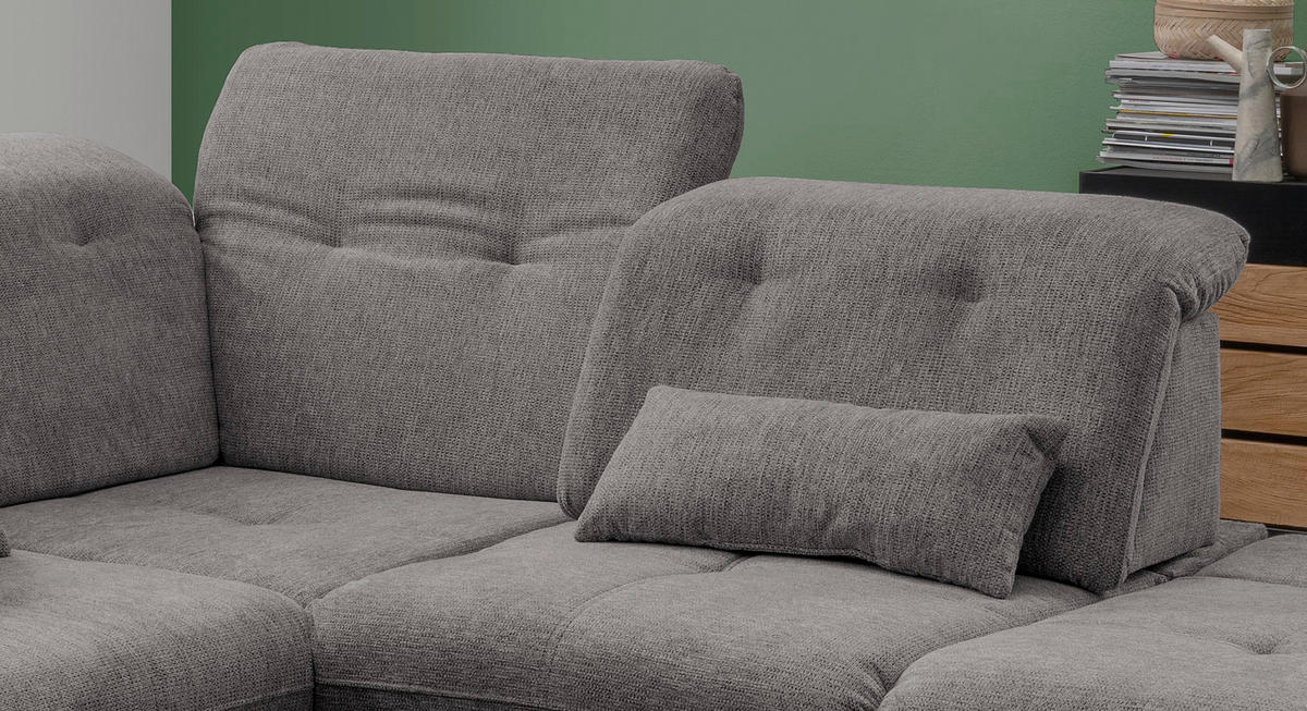 ECKSOFA in Chenille Braun, Grau  - Chromfarben/Braun, Design, Textil/Metall (280/254cm) - Livetastic