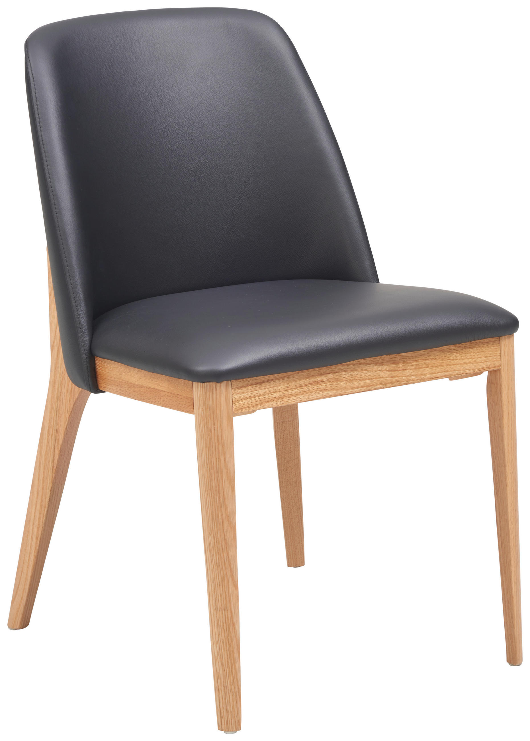 STUHL  in Echtleder pigmentiert Holz, Leder  - Schwarz, KONVENTIONELL, Leder/Holz (52/90/58cm) - Livetastic