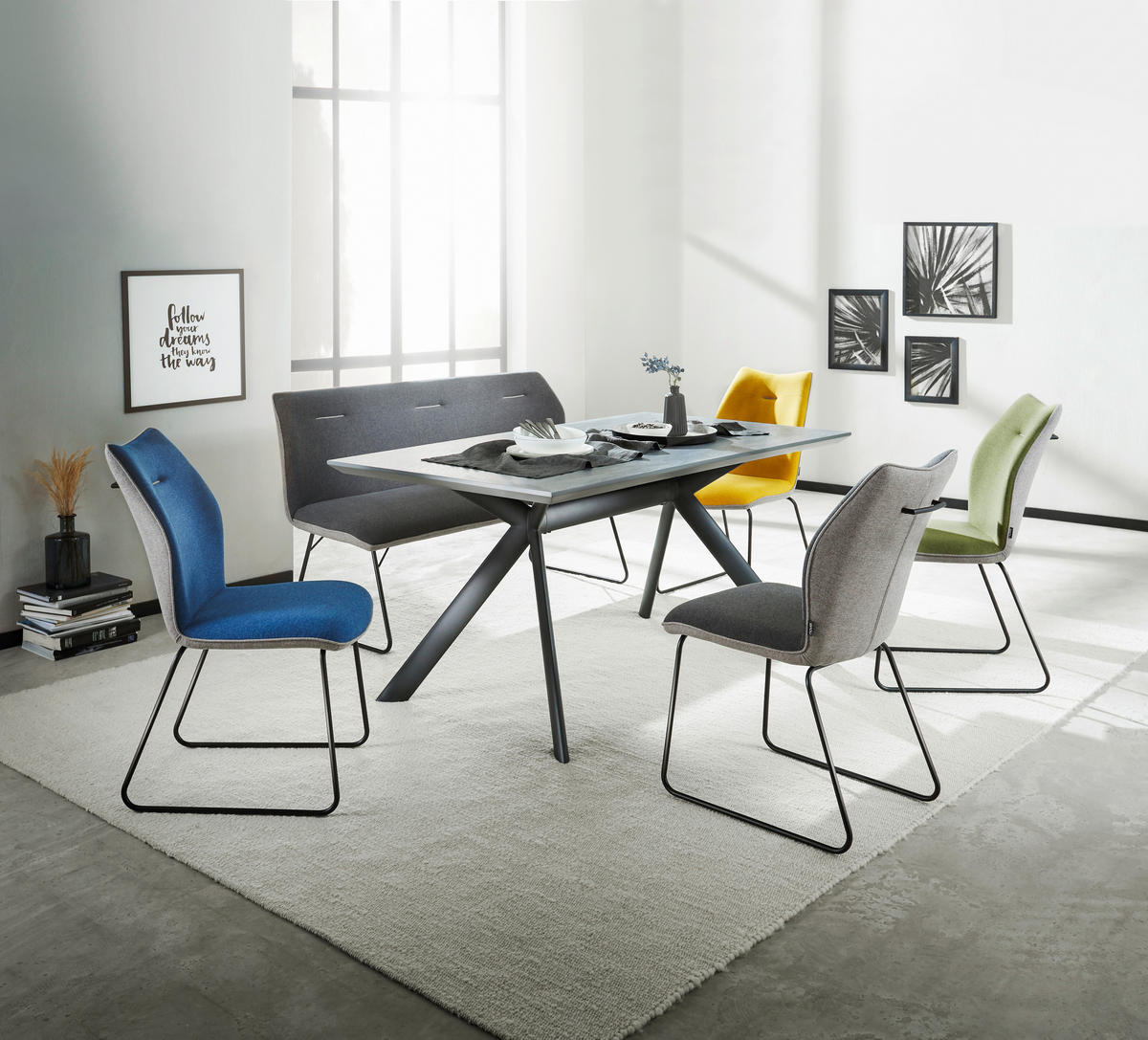 STOL ZA BLAGOVAONICU  crna, svijetlo siva  drvni materijal      - svijetlo siva/crna, Design, drvni materijal/metal (160/90/76cm) - Novel