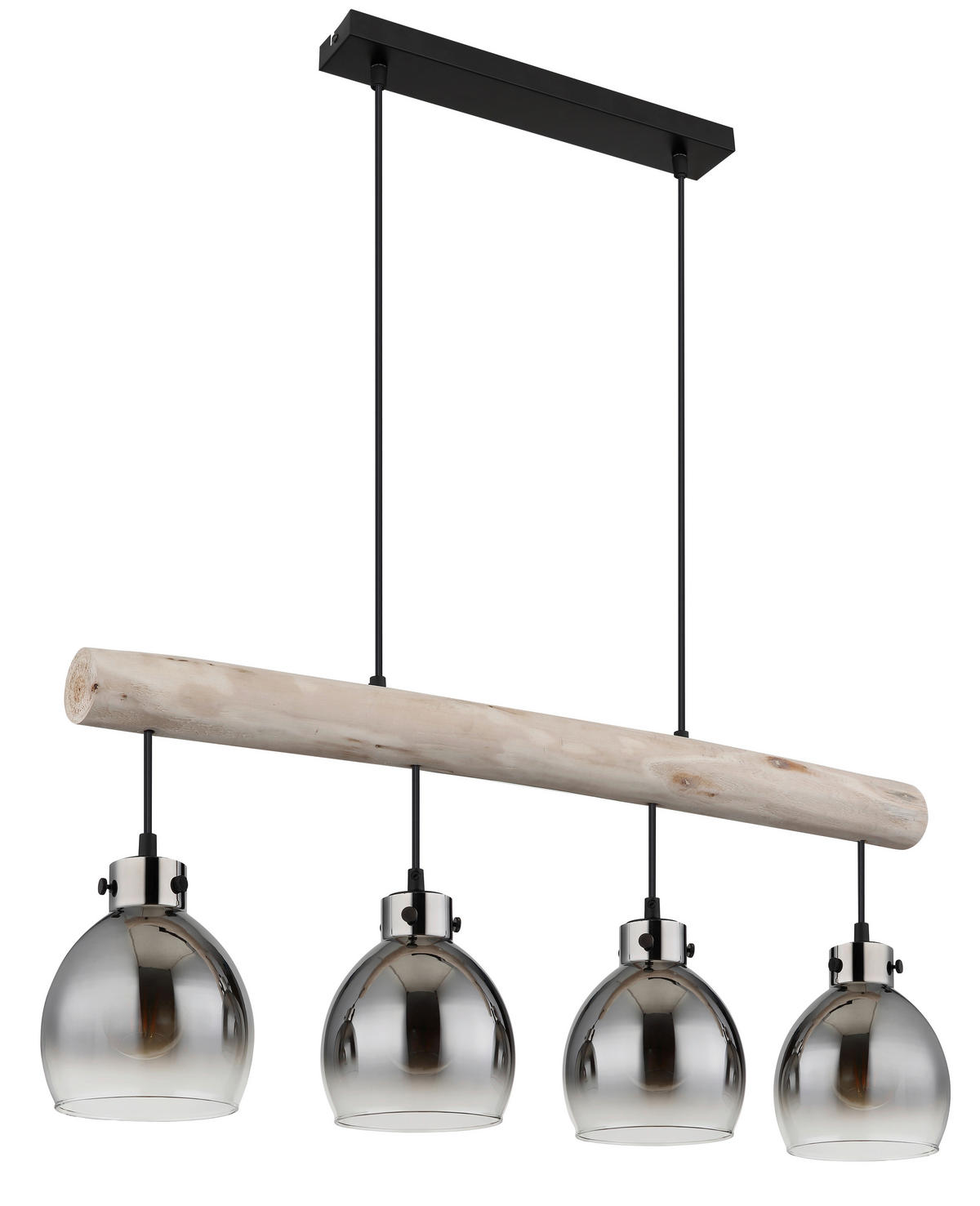 HÄNGELEUCHTE 82,5/15/140 cm  - Schwarz/Naturfarben, Natur, Glas/Holz (82,5/15/140cm) - Globo