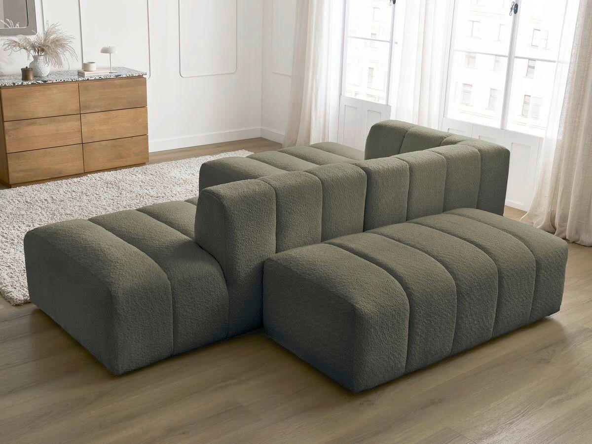 ECKSOFA  ANNECY Grün Bouclé  - Schwarz/Grün, MODERN, Kunststoff/Textil (170/262cm)