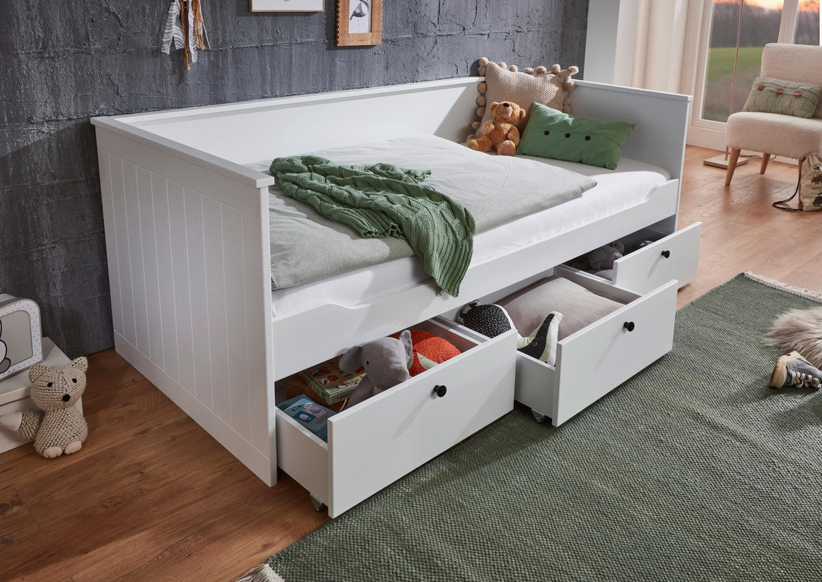 BETT 90/200 cm  in Weiß  - Hellbraun/Weiß, KONVENTIONELL, Holz/Holzwerkstoff (90/200cm) - Carryhome