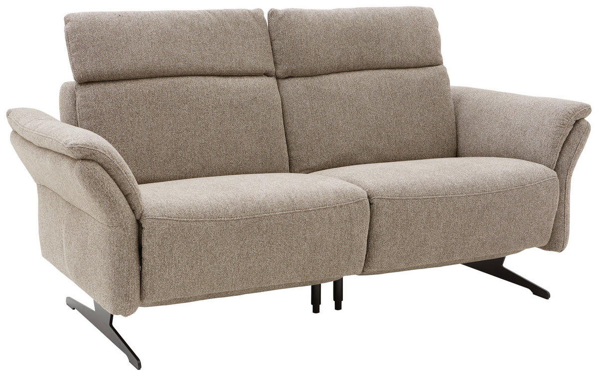 2-SITZER-SOFA Chenille Graubraun  - Graubraun/Schwarz, KONVENTIONELL, Textil/Metall (194/106/92cm) - Dieter Knoll