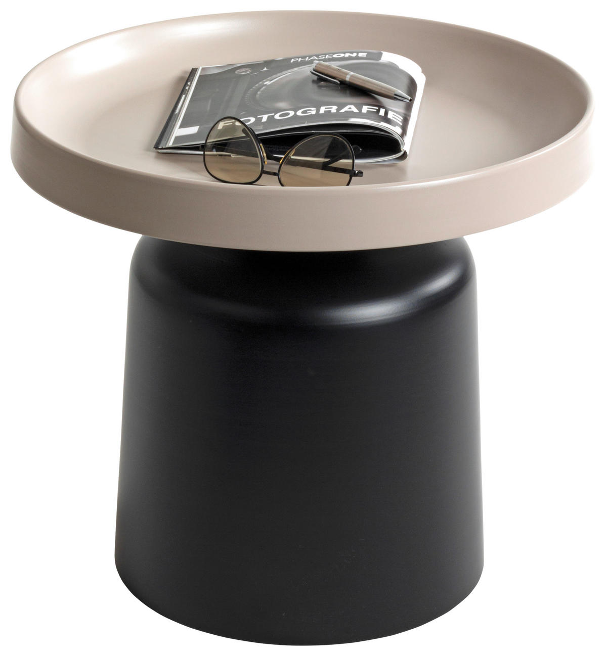 BEISTELLTISCH 50/50/45 cm Schwarz, Hellgrau rund  - Hellgrau/Schwarz, Trend, Metall (50/50/45cm)
