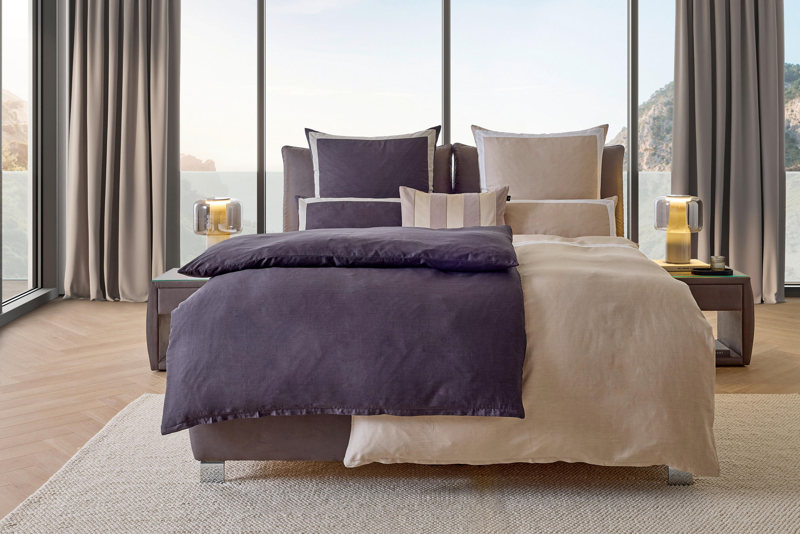 WENDEBETTWÄSCHE Marcel.Remus.Design - Son Vida anthrazit Satin 155/220 cm  - Beige/Weiß, Design, Textil (155/220cm) - Marcel Remus