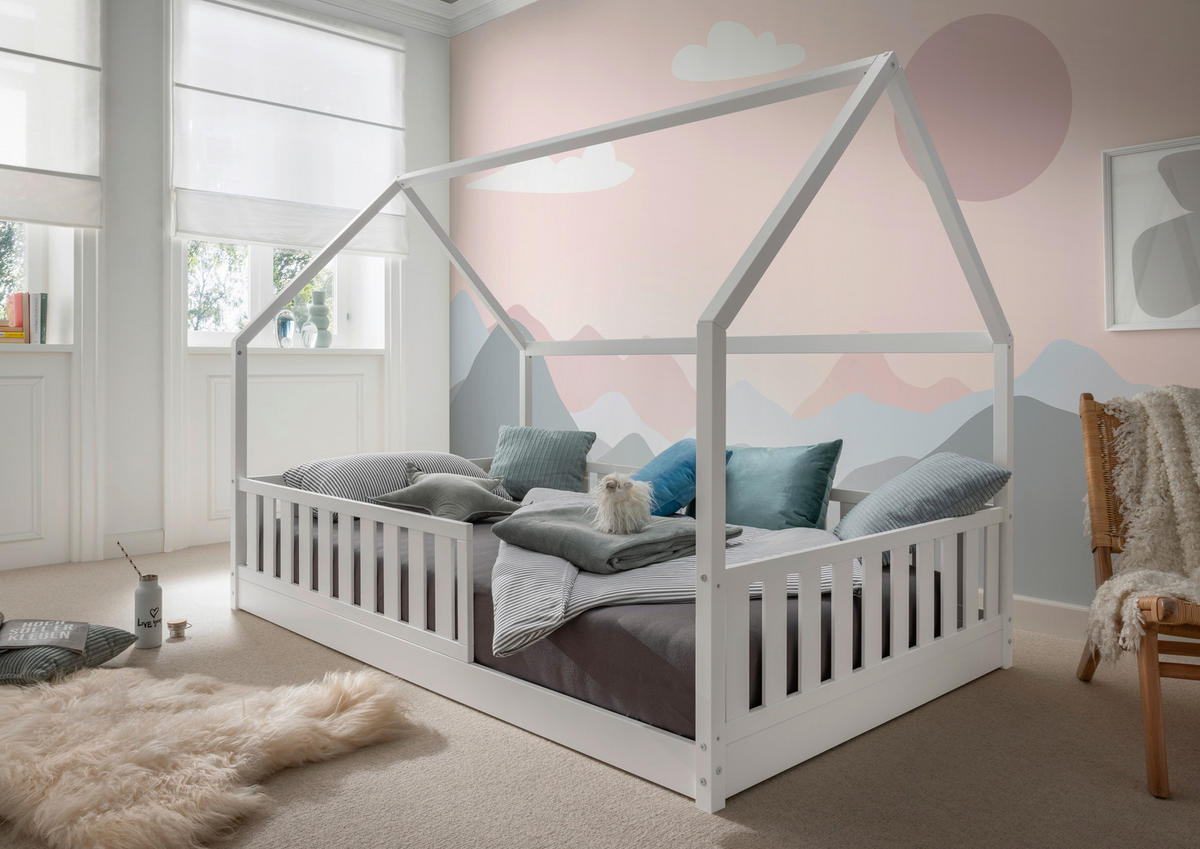 BODENBETT. 120/200 cm  in Weiß  - Weiß, LIFESTYLE, Holz (120/200cm) - Ben'n'jen