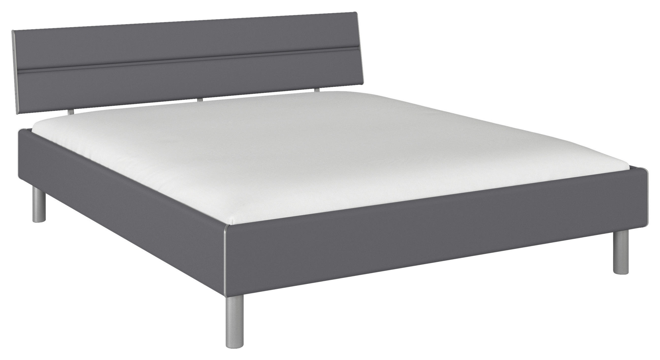 BETT 180/200 cm,  in Grau,  - Alufarben/Grau, Design, Metall (180/200cm) - Carryhome