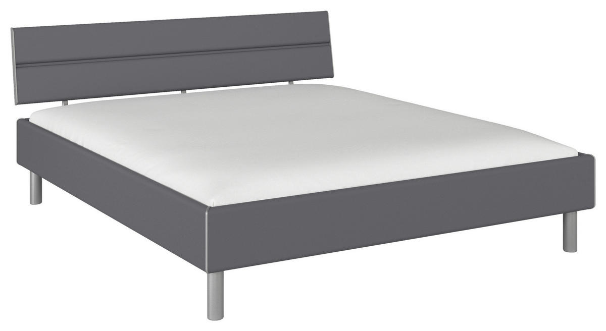 BETT 180/200 cm,  in Grau,  - Alufarben/Grau, Design, Metall (180/200cm) - Carryhome