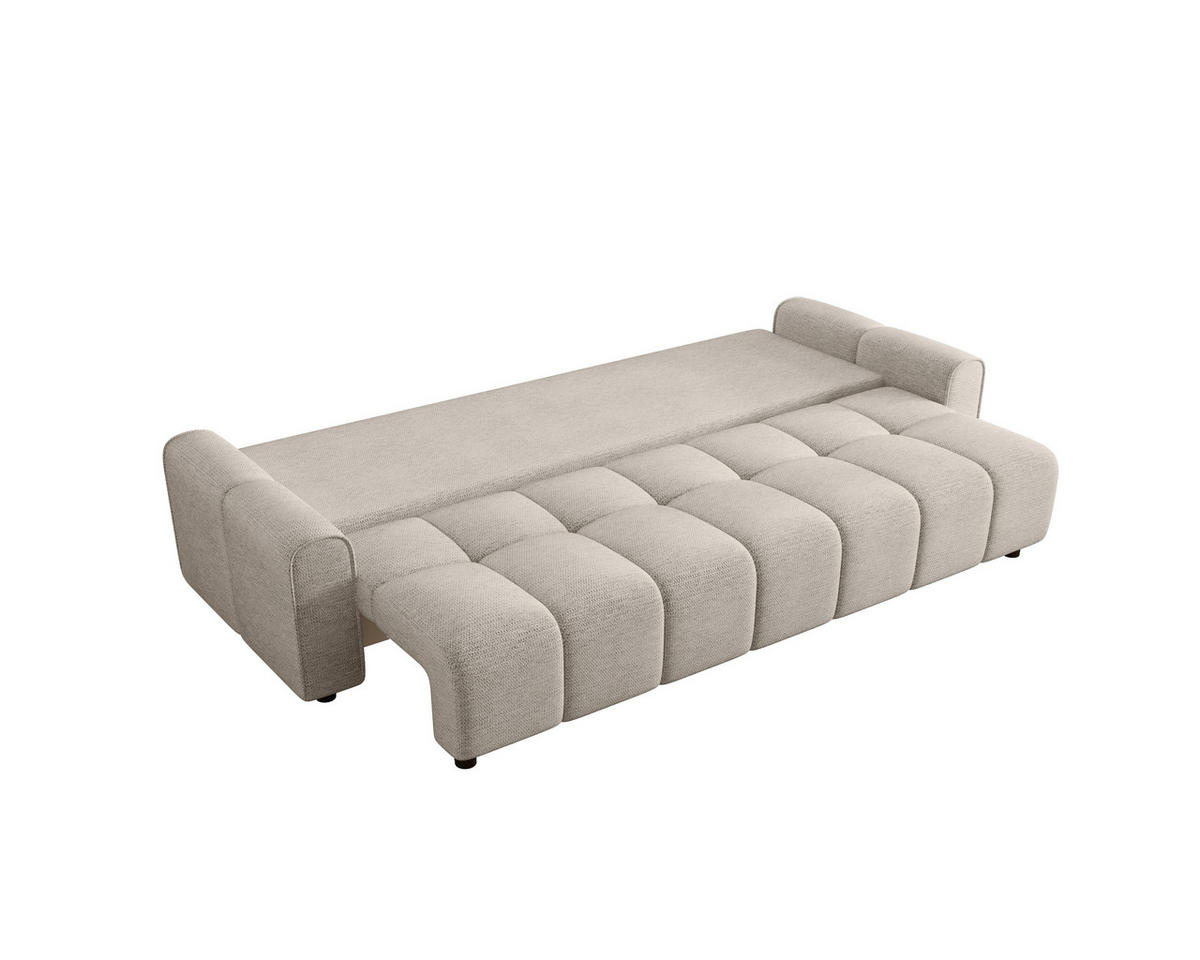 SCHLAFSOFA OLIVIER in Struktur Beige  - Beige/Schwarz, MODERN, Kunststoff/Textil (236/90/100cm) - MID.YOU