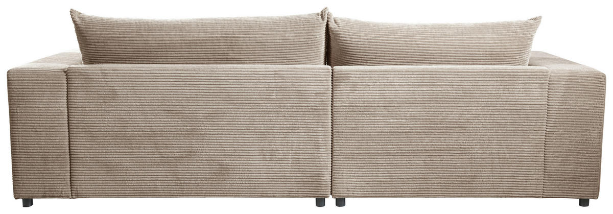 ECKSOFA in Cord, Velours Hellbraun  265/180 cm  - Hellbraun/Schwarz, Basics, Kunststoff/Textil (265/180cm) - Livetastic