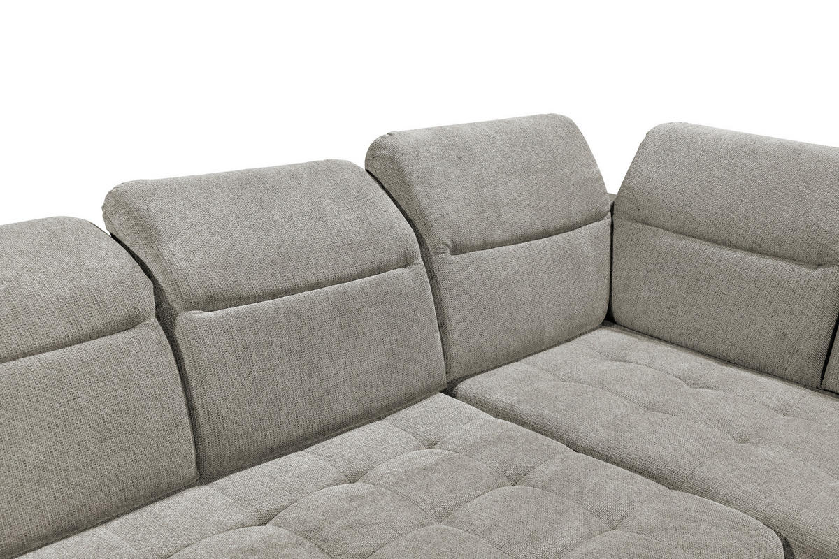 ECKSOFA in Webstoff Taupe  - Taupe/Schwarz, Konventionell, Kunststoff/Textil (282/200cm) - MID.YOU