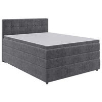 BOXSPRINGBETT 140/200 cm,  in Grau, Matratze, Bettkasten, Topper, H3 = fest  - Schwarz/Grau, KONVENTIONELL, Kunststoff/Textil (140/200cm) - Boxxx
