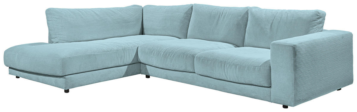 ECKSOFA in Cord Hellblau  - Schwarz/Hellblau, Design, Kunststoff/Textil (224/325cm) - Hom`in