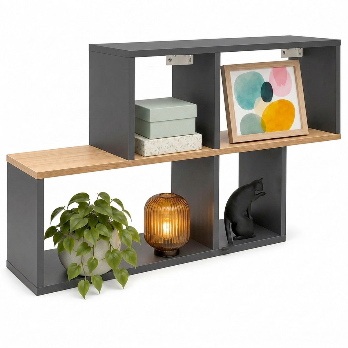 WANDREGAL  - Honigeiche/Anthrazit, Design, Holzwerkstoff (100/53/20cm) - MID.YOU