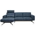 ECKSOFA in Struktur Blau 157/262 cm - Blau/Schwarz, Design, Textil/Metall (157/262cm) - Novel