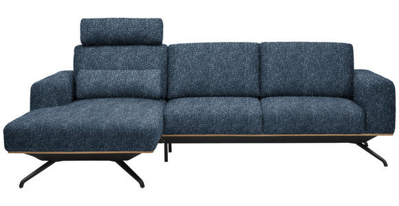 ECKSOFA in Struktur Blau 157/262 cm - Blau/Schwarz, Design, Textil/Metall (157/262cm) - Novel