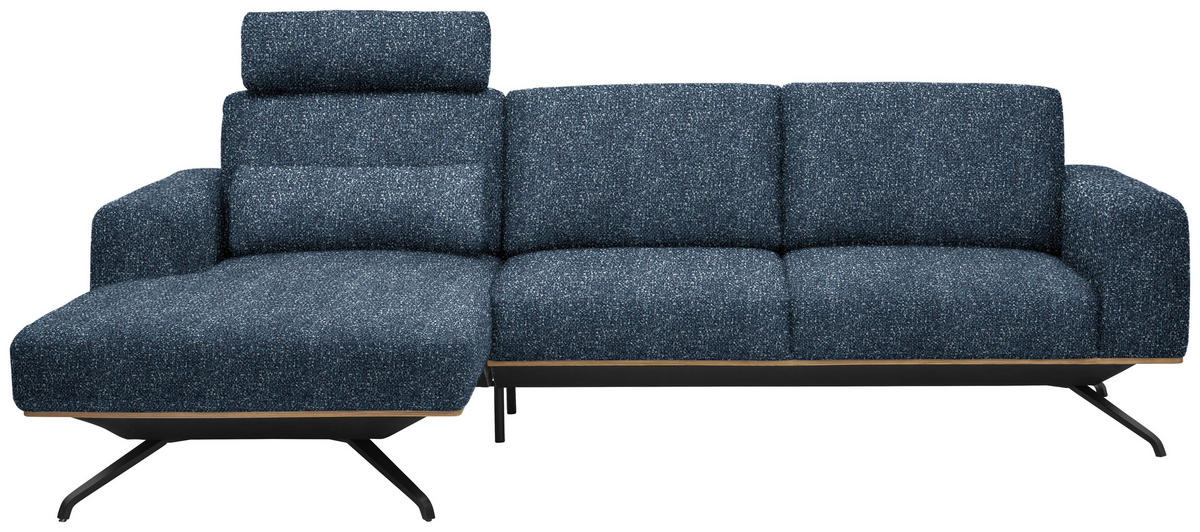 ECKSOFA in Struktur Blau  - Blau/Schwarz, Design, Textil/Metall (157/262cm) - Novel