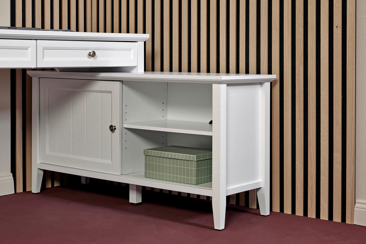 ECKSCHREIBTISCH 145/120/77 cm  in Weiss  - Weiss/Silberfarben, Modern, Holzwerkstoff/Metall (145/120/77cm) - MID.YOU