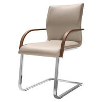 ARMLEHNSTUHL  in Stahl Echtleder pigmentiert  - Edelstahlfarben/Beige, Design, Leder/Holz (53/93/62cm) - Team 7