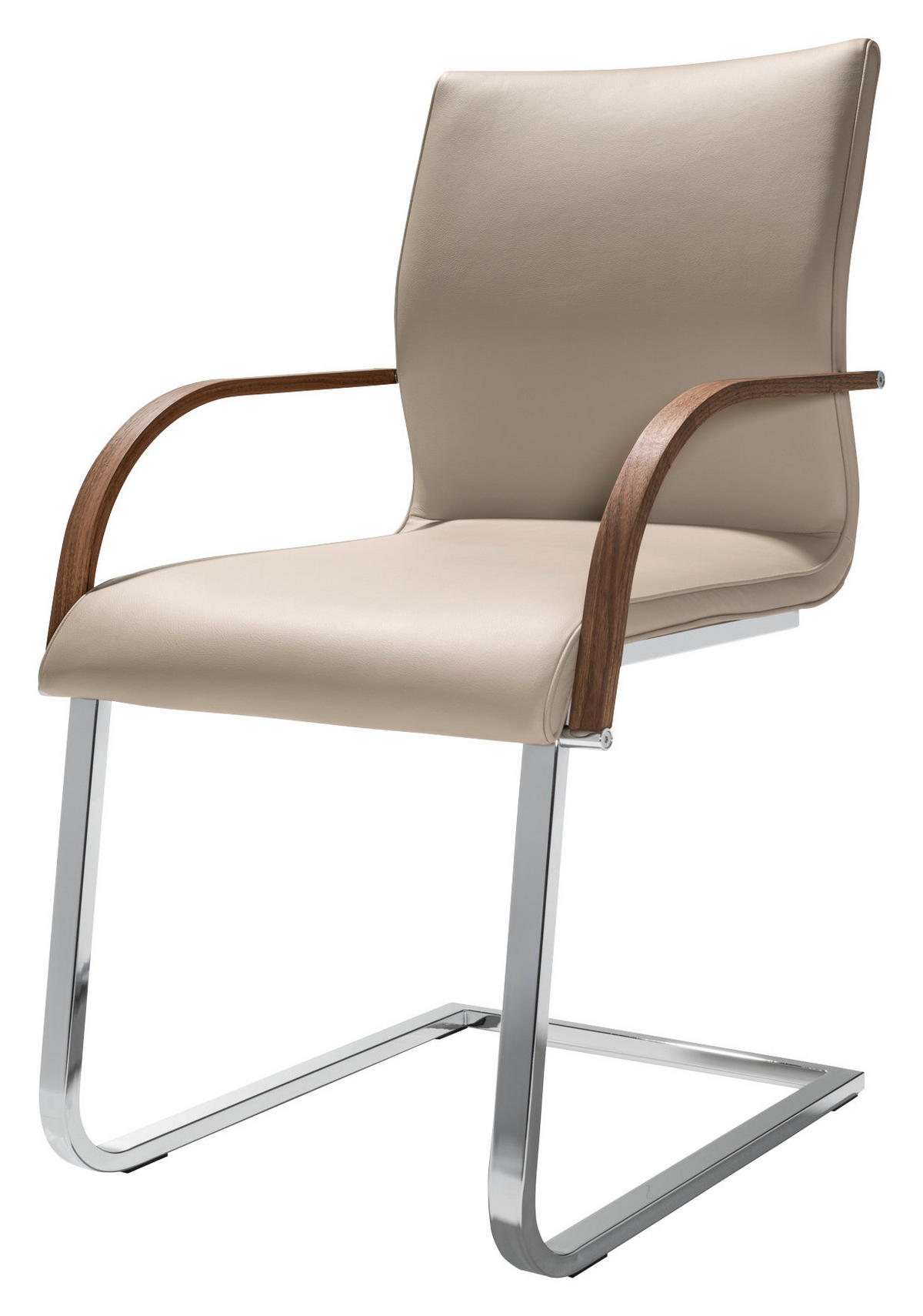 ARMLEHNSTUHL  in Stahl Echtleder pigmentiert  - Edelstahlfarben/Beige, Design, Leder/Holz (53/93/62cm) - Team 7