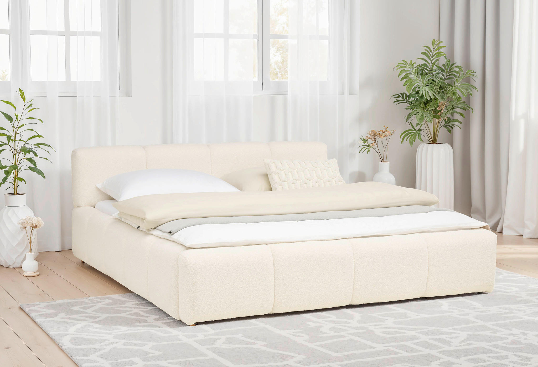 POLSTERBETT Lattenrost 180/200 cm  in Beige  - Beige/Schwarz, MODERN, Holz/Kunststoff (180/200cm) - Livetastic