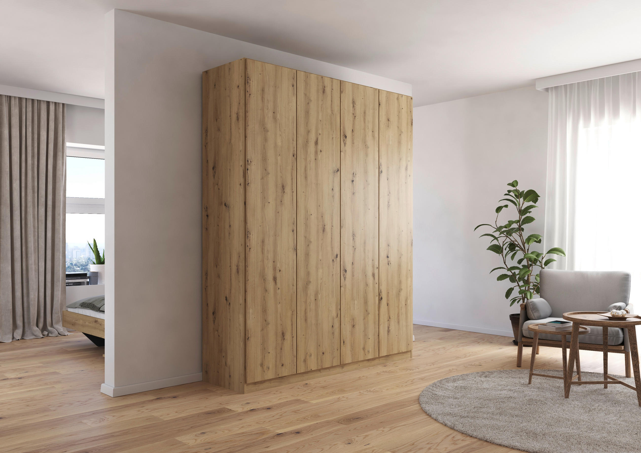 FALTTÜRENSCHRANK in Eiche Artisan  - Eiche Artisan, Holzwerkstoff (181/229/54cm) - Boxxx