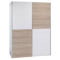 OMARA Z DRSNIMI VRATI, bela, hrast sonoma  - bela/barve aluminija, Konvencionalno, kovina/leseni material (170/195/59cm) - Milino