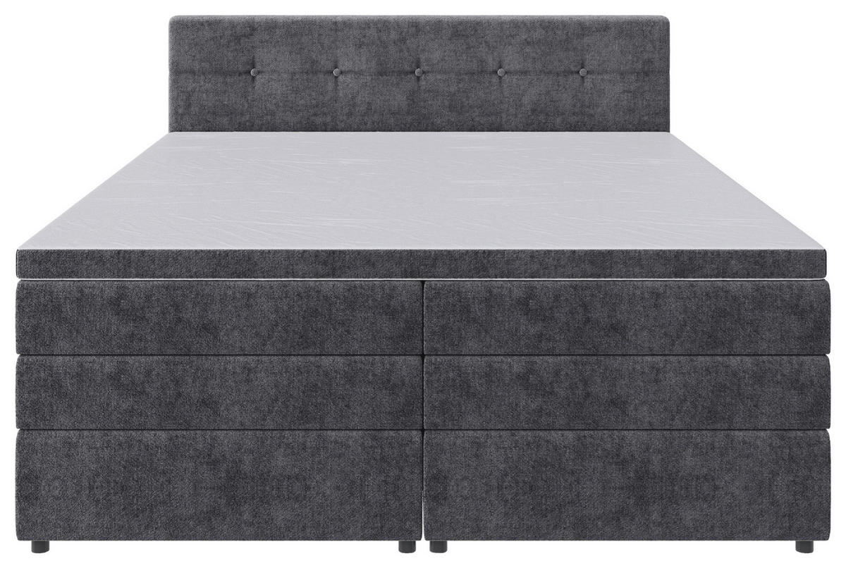 BOXSPRINGBETT 180/200 cm  in Grau  - Schwarz/Grau, KONVENTIONELL, Kunststoff/Textil (180/200cm) - Carryhome