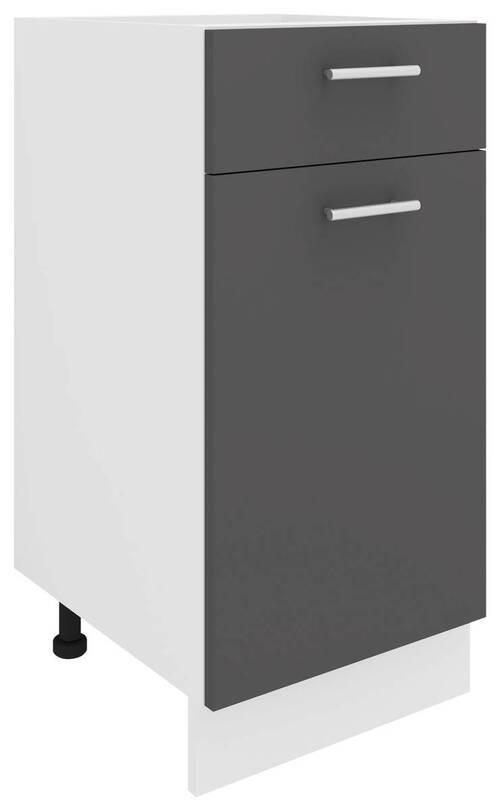 KÜCHENUNTERSCHRANK 40/82/46 cm  in Anthrazit, Weiß  - Anthrazit/Alufarben, KONVENTIONELL, Holzwerkstoff/Metall (40/82/46cm) - MID.YOU