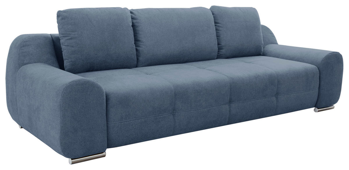 BIGSOFA in Flachgewebe Blau  - Blau, Basics, Textil/Metall (266/70/102cm) - Sit & More